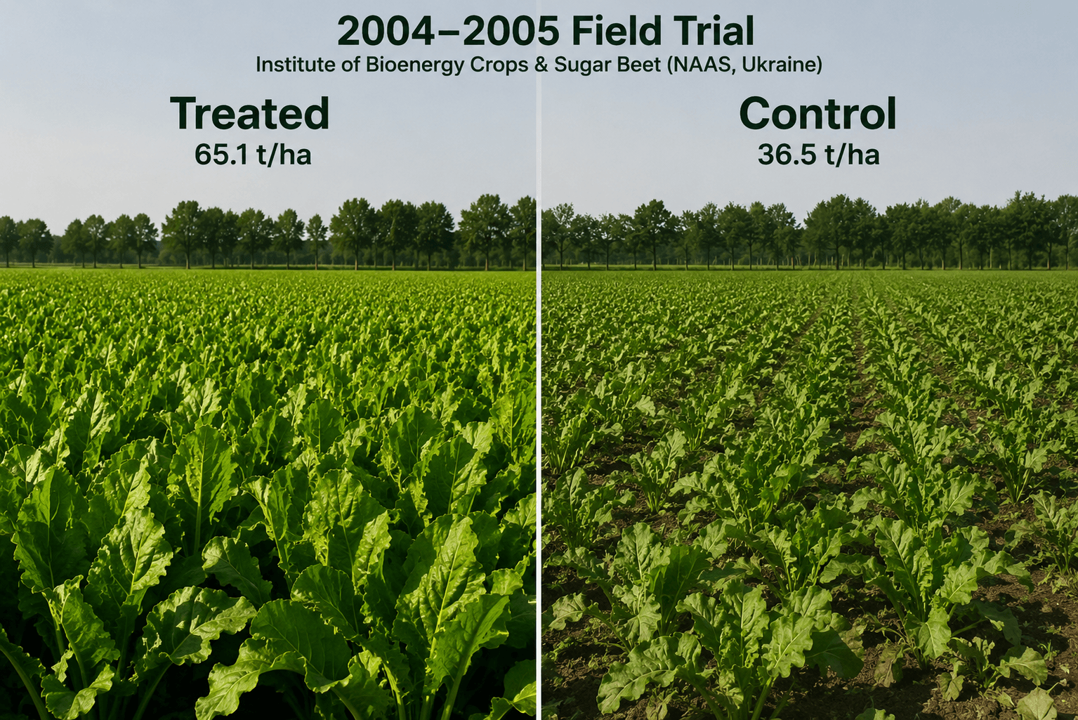 Field trial comparison — treated vs control plots